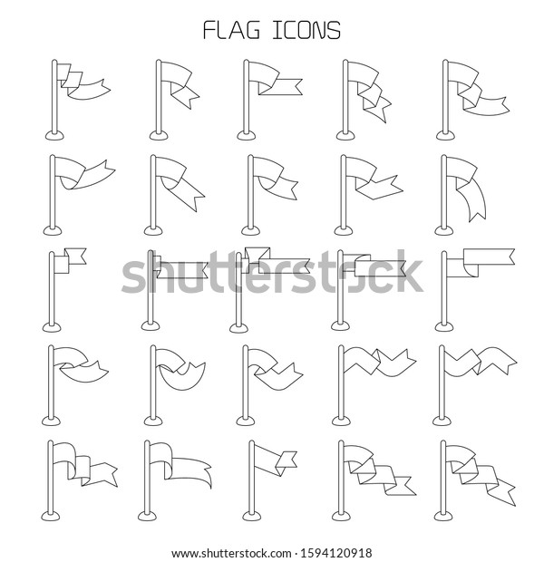 Vector Set Flag Pennant Icons Thin Stock Vector (Royalty Free ...