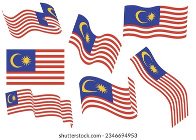 Vector set flag and Ribbon Malaysian