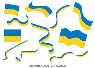  bandera de conjunto de vectores y cinta de opciones Ucrania