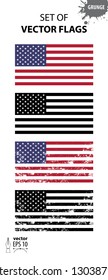 Vector set of flag of the United States of America made in different style