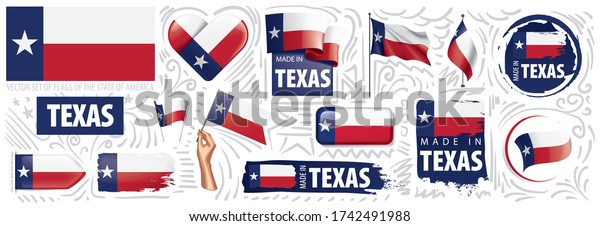 Vector Set Flags American State Texas Stock Vector Royalty Free 1742491988 Shutterstock 9976