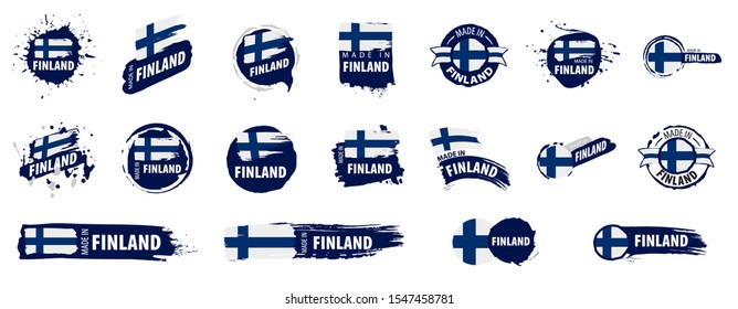 Vector set of flags of Finland on a white background