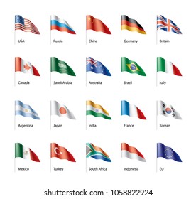 vector set of flags of the G20