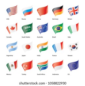 vector set of flags of the G20