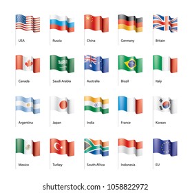 vector set of flags of the G20