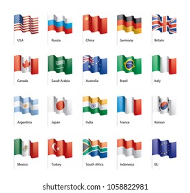 vector set of flags of the G20