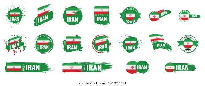 Vector set of flags of Iran on a white background