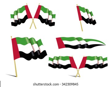 vector set of flags of the United Arab Emirates, elements for the design of a national day UAE
