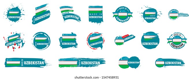 Vector set of flags of Uzbekistan on a white background