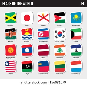 Vector set of Flags world sorted alphabetically. (J-L)