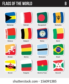 Vector set of Flags world sorted alphabetically. (B)