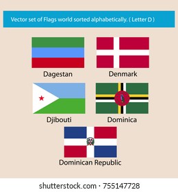 Vector set of Flags world sorted alphabetically. Letter D