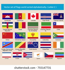 Vector set of Flags world sorted alphabetically. Letter C