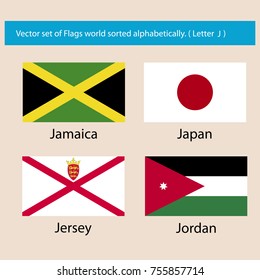 Vector set of Flags world sorted alphabetically. Letter J