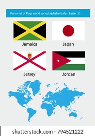 Vector set of Flags world sorted alphabetically. Letter J