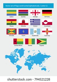 Vector set of Flags world sorted alphabetically. Letter G