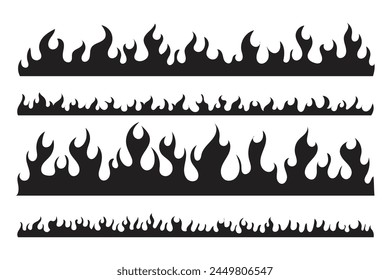 Vector set of flame, fire clipart