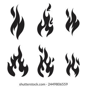 Vector set of flame, fire clipart