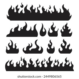 Vector set of flame, fire clipart