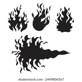 Vector set of flame, fire clipart
