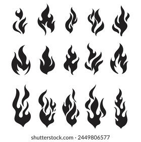 Vector set of flame, fire clipart