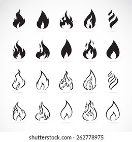 Vector set of flame symbols on white background