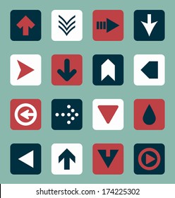 Vector Set: Flat Arrow Icons With Retro Color Scheme