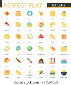 Vector set of flat Bakery food icons.