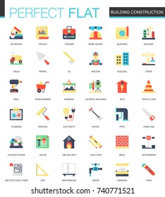 Vector set of flat Building construction icons