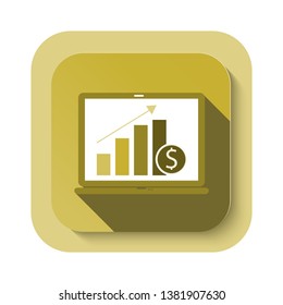 Vector set of flat business chart icons golden in laptop. Chart bar symbol design. vector illustrator
