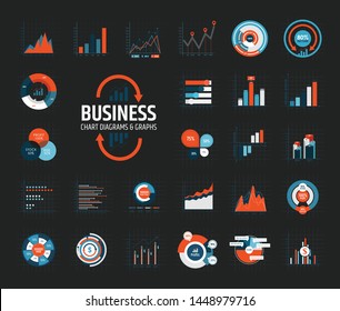 Vector set of flat business chart icons