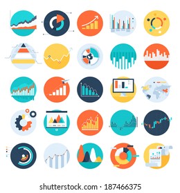 Vector set of flat business chart icons