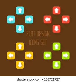 Vector set of flat buttons and arrows