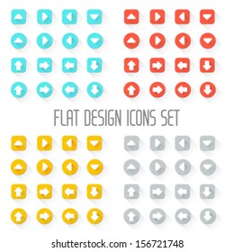 Vector set of flat buttons and arrows
