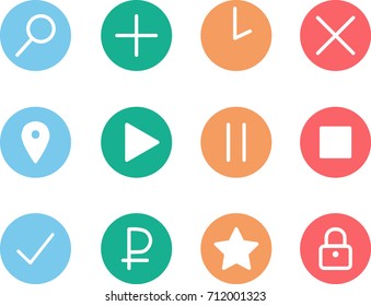 Vector set of flat color web icons 