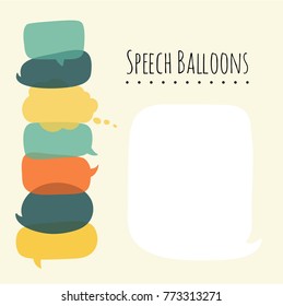 Vector set of flat colorful speech bubble. Balloons for text