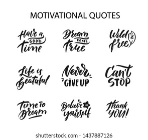 
Vector set flat design quote lettering with motivating quotation phrase, start doing - stock vector eps10. Handwritten composition for party, posters background, postcard, banner, etc. Print o