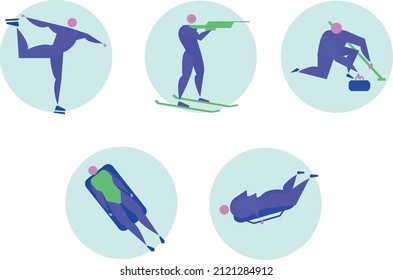 Vector set in flat design style of winter sports