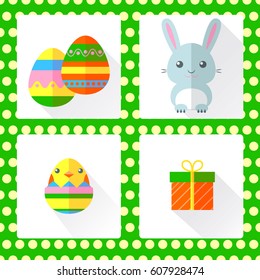 Vector set of flat designed Easter icons. Easter design element.