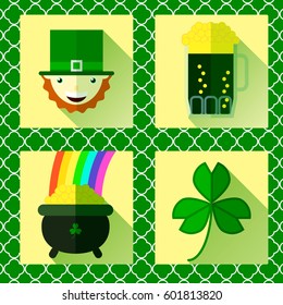 Vector set of flat designed St. Patrick's day icons. Saint Patrick's design element.