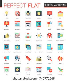 Vector set of flat Digital marketing icons.