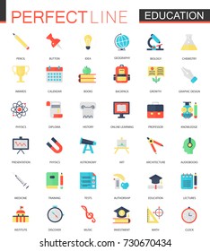 Vector set of flat Education icons.