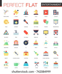 Vector set of flat Entertainment icons