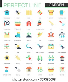 Vector set of flat Flower and Gardening icons.