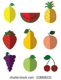 Vector set of flat fruit icons