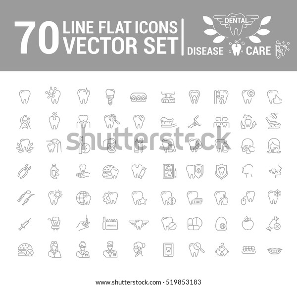 Vektorset Mit Flachem Grafiksymbol Linie Kontur Stock Vektorgrafik Lizenzfrei