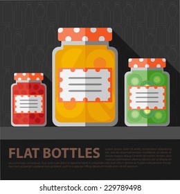 Vector set of flat homemade jam bottle template. Eps10