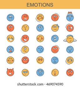 Vector set of flat icons. Emotions