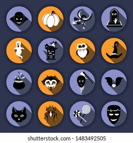 Vector Set of Flat Icons For Halloween