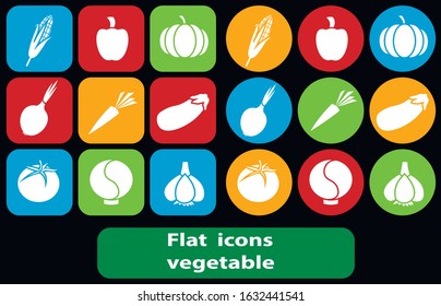 Vector set of flat icons. Isolated flat icons vegetables. Icon collection for web sites with food.